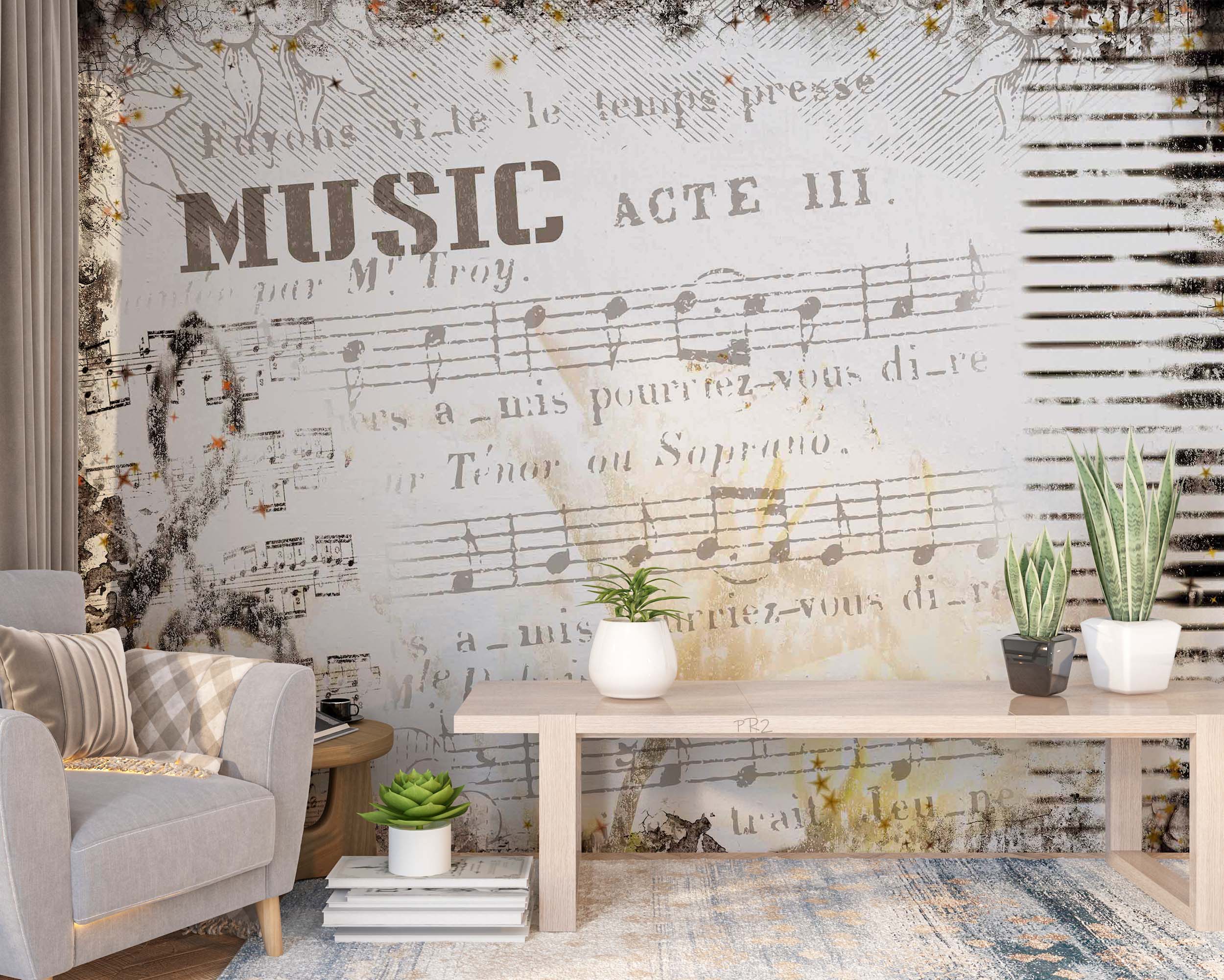 3D Vintage Sheet Music Background Wall Mural Wallpaper GD 3734- Jess Art Decoration