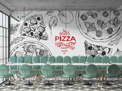 3D Italian Pizza Ingredients Top View Frame Engraving Style Wall Mural Wallpaper GD 5549- Jess Art Decoration