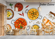 3D Stir-fry Chili Dumpling Chopsticks Letter Wall Mural Wallpaper YXL 289