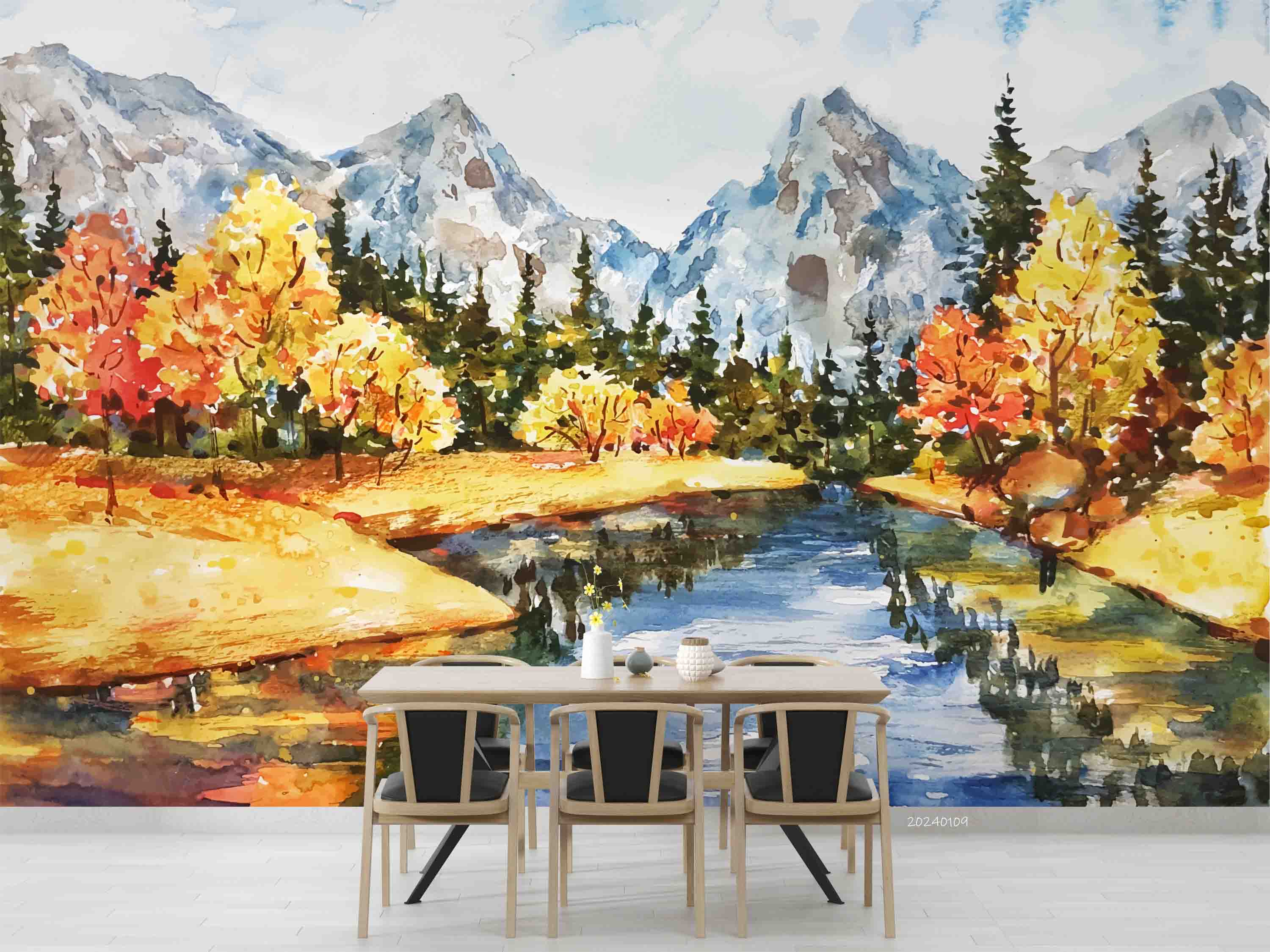 3D Oil Painting Tree Mountain Floral Grassland Wall Mural Wallpaper YXL 154