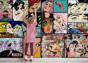 Retro Graffiti Magazine Illustration Wallpaper urban graffiti wall mural for teen room, studio or feature wall - view 3
