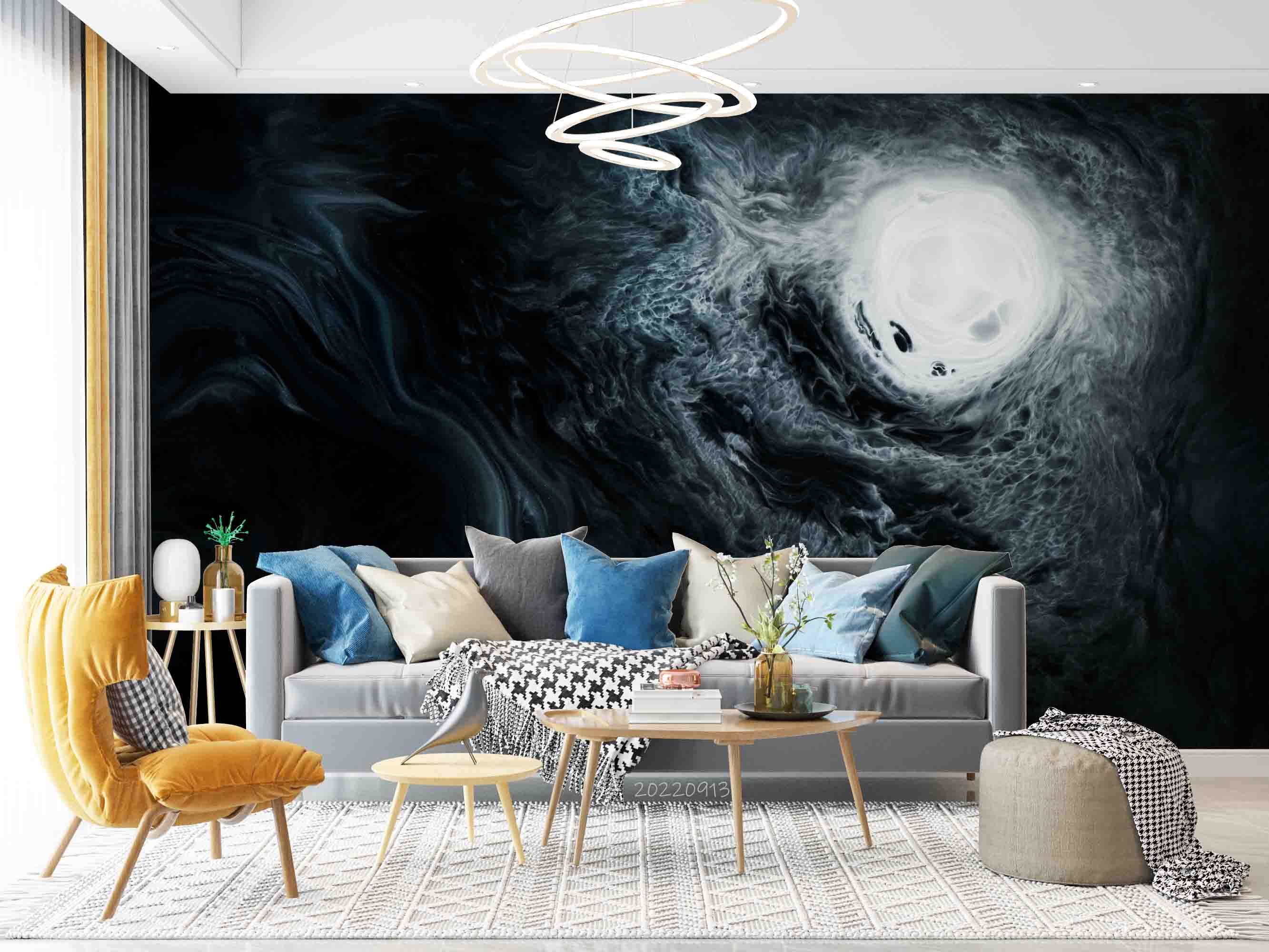 3D Abstract Blue Watercolor Pattern Background Wall Mural Wallpaper GD 3591- Jess Art Decoration