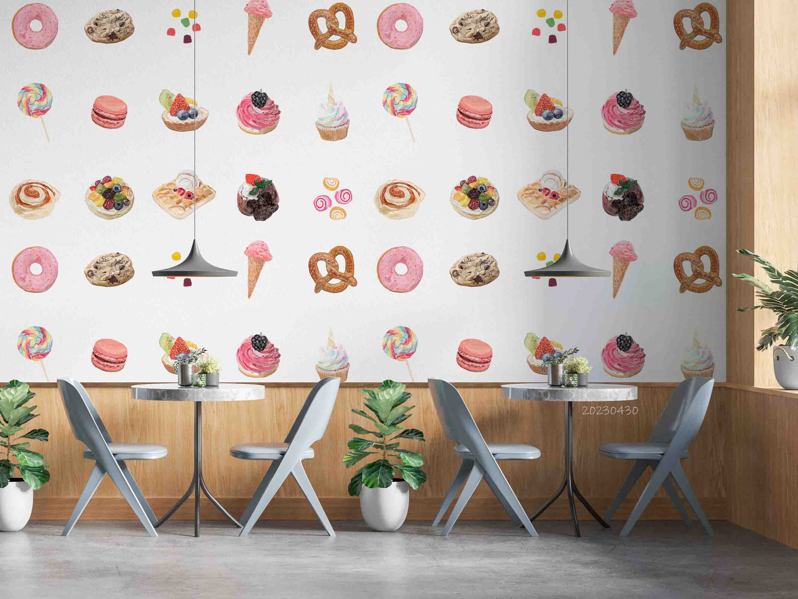 3D Hand Drawn Candy Watercolor Style Wall Mural Wallpaper GD 5251- Jess Art Decoration
