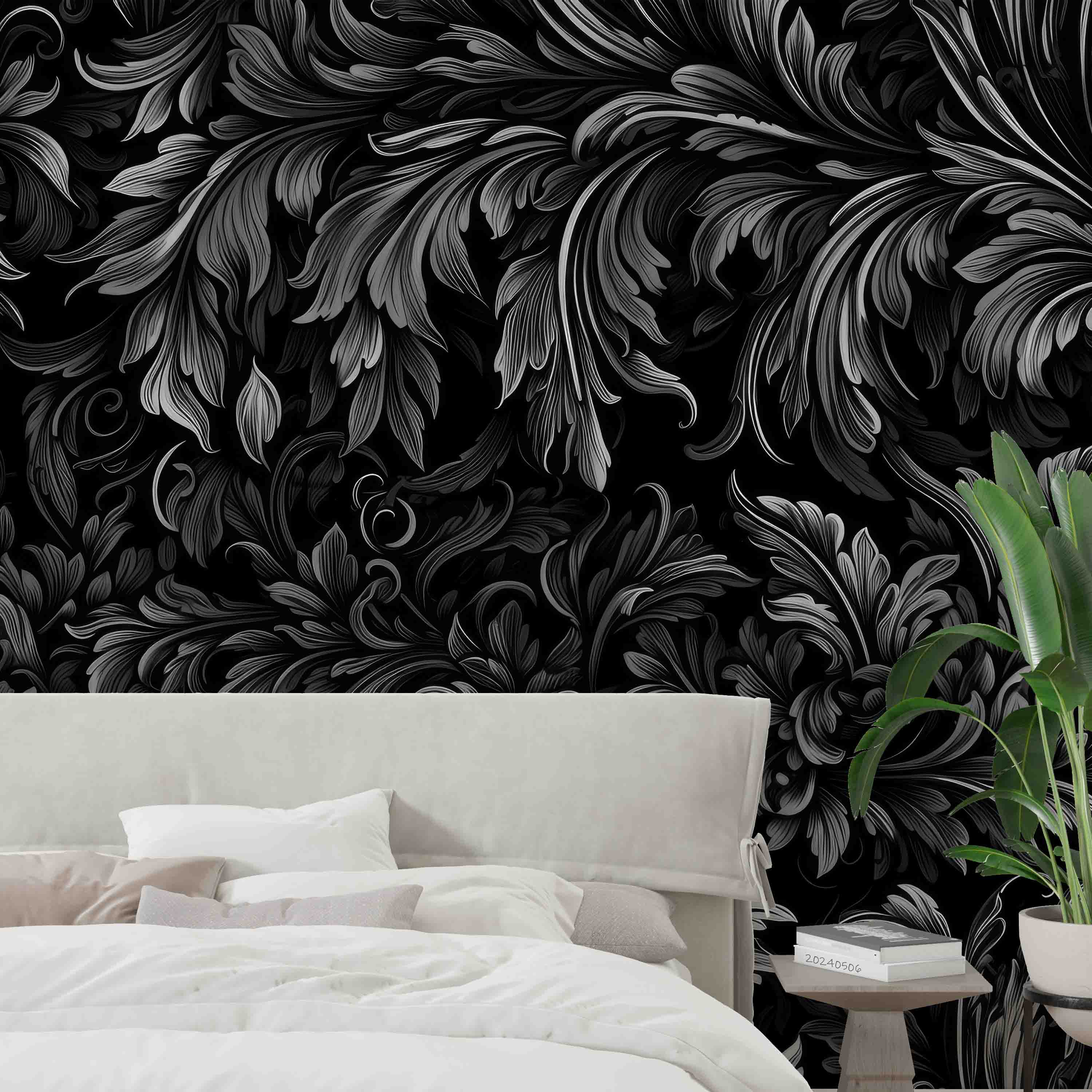 3D Artistic Black Leaf Background Wallpaper Wall Mural Wall Decor Wall Art Wall Sticker Remoable Wallpaper