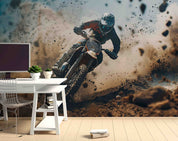 3D Sandy Soil Motorbike Person Wall Mural Wallpaper YXL 43