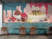 3D Ice Cream Flavor Watercolor Style Wall Mural Wallpaper GD 5286- Jess Art Decoration