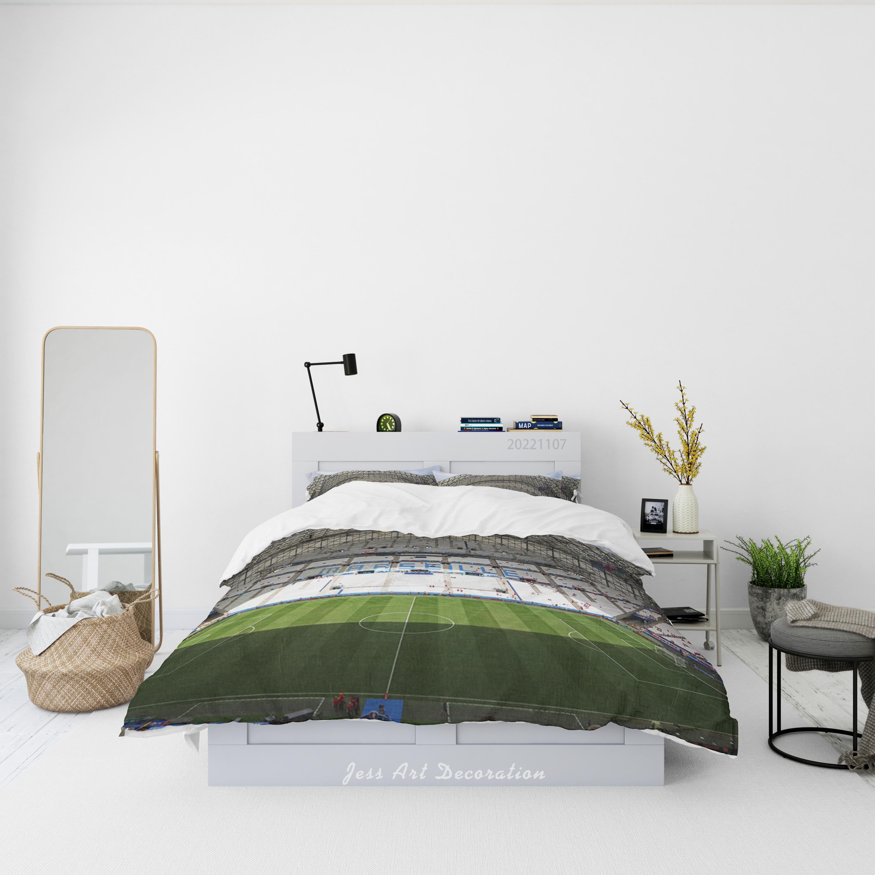 3D Marseilles Football Field Spectator Seats Cloud Sky Quilt Cover Set Bedding Set Duvet Cover Pillowcase 785
