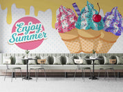 3D Ice Cream Letter Round Wall Mural Wallpaper YXL 2342