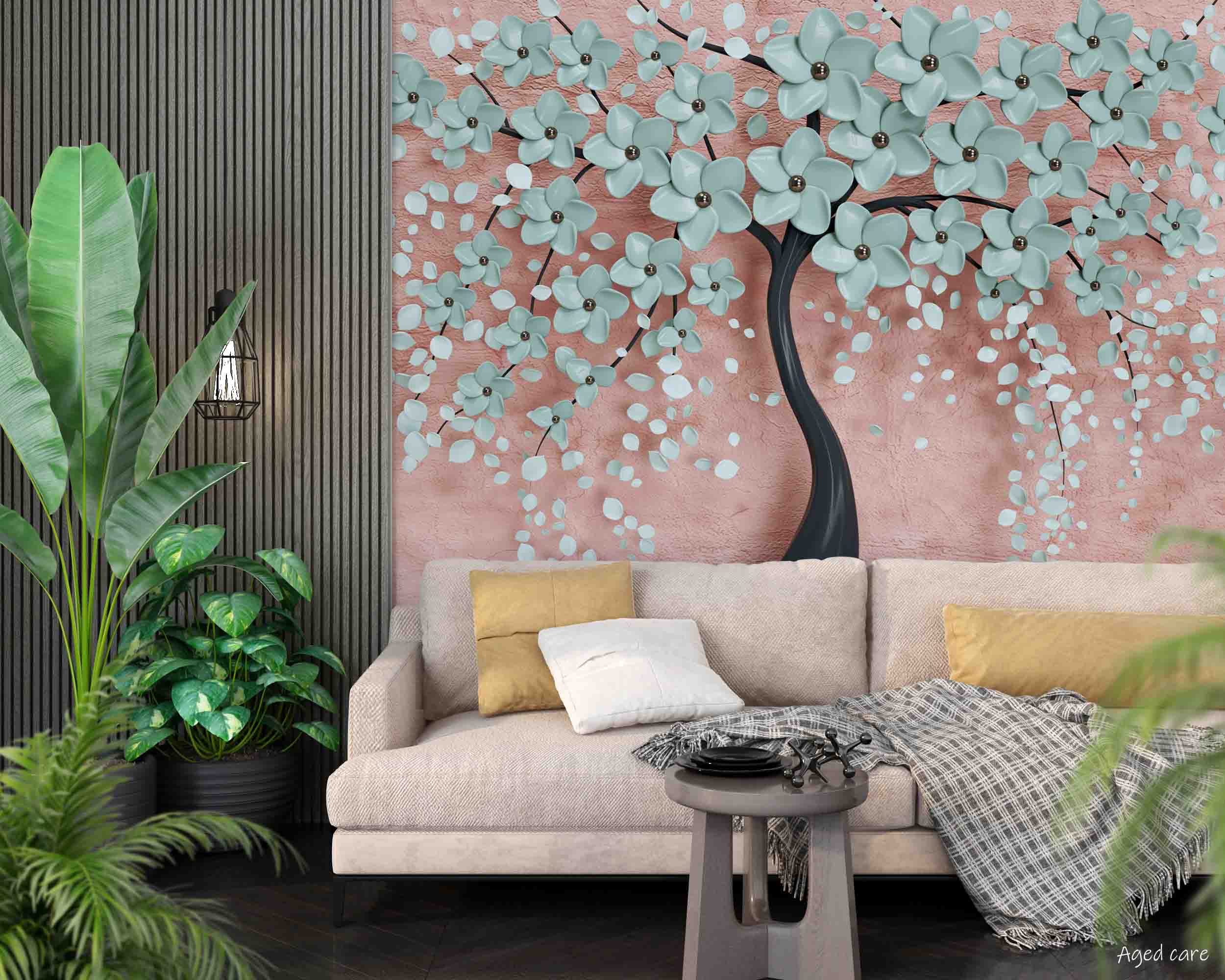 3D Aged Care Retirement Home Gerocomium Rest Home Floral Tree Wall Mural Wallpaper 27