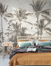 3D Retro Palm Tree Sketch retro palm tree sketch mural wall mural wallpaper for bedroom - view 2