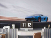 3D Blue Sports Car Wallpaper Wall Mural Wall Decor Wall Art Wall Sticker Remoable Wallpaper