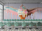 3D Ice Cream Chocolate White Wall Mural Wallpaper YXL 2284