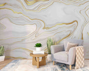 3D Abstract White Gold Marble Texture Wall Mural Wallpaper GD 4416- Jess Art Decoration
