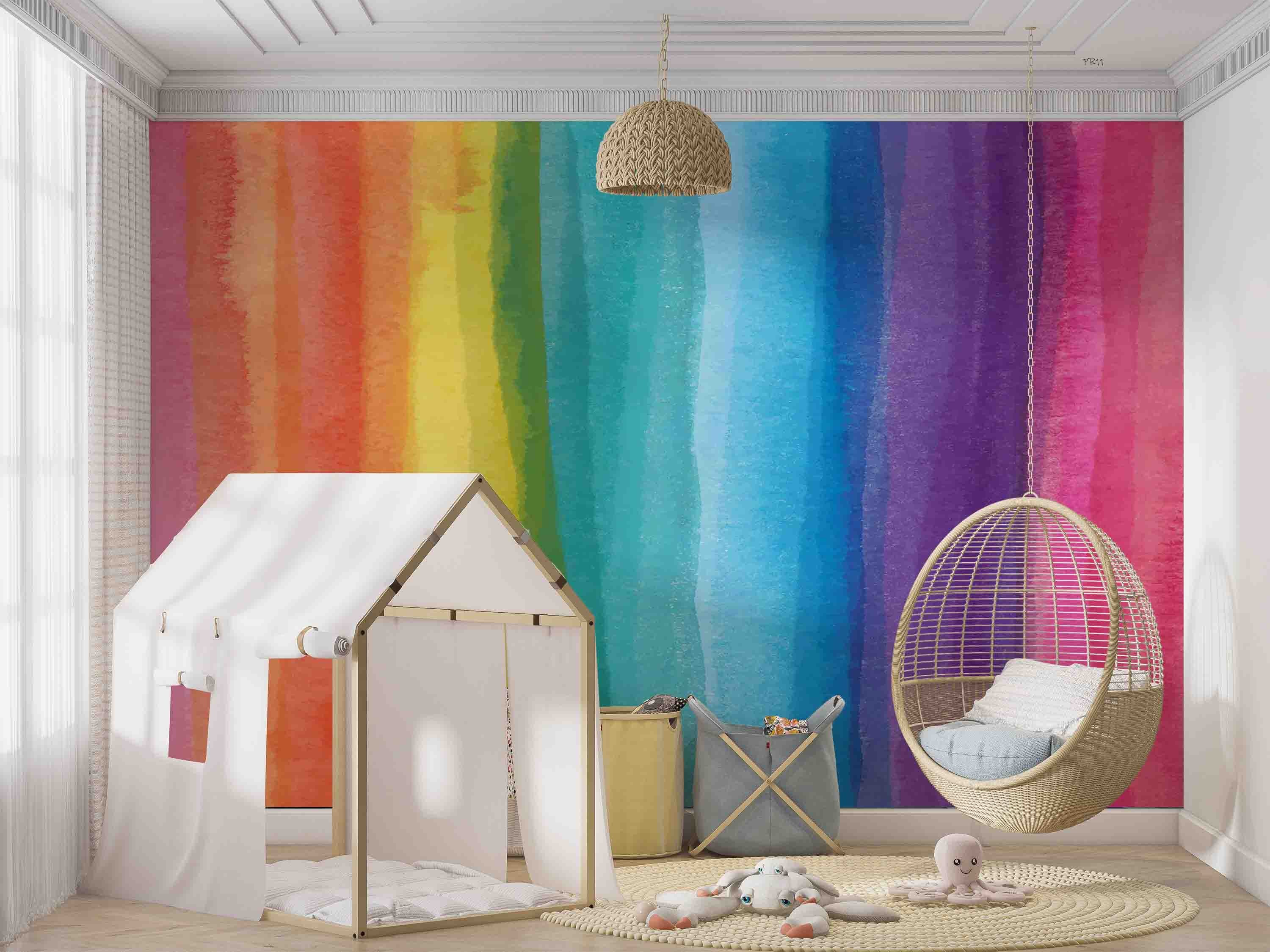 Rainbow Colors Background Contemporary Wallpaper contemporary street art wall mural for creative room or feature wall - view 