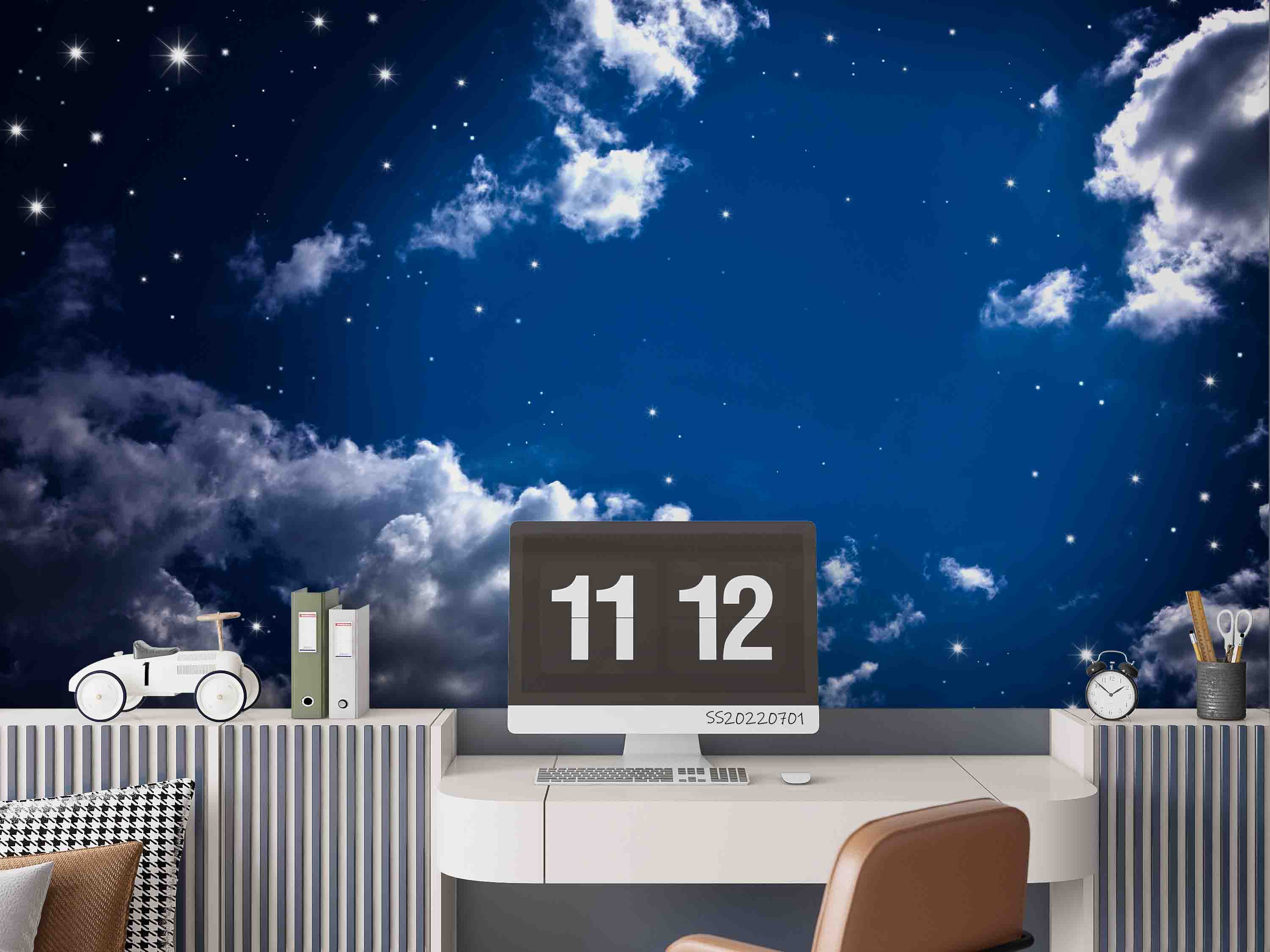 3D Night Blue Sky Cloud Stars Scenery Wall Mural Wallpaper GD 5056- Jess Art Decoration