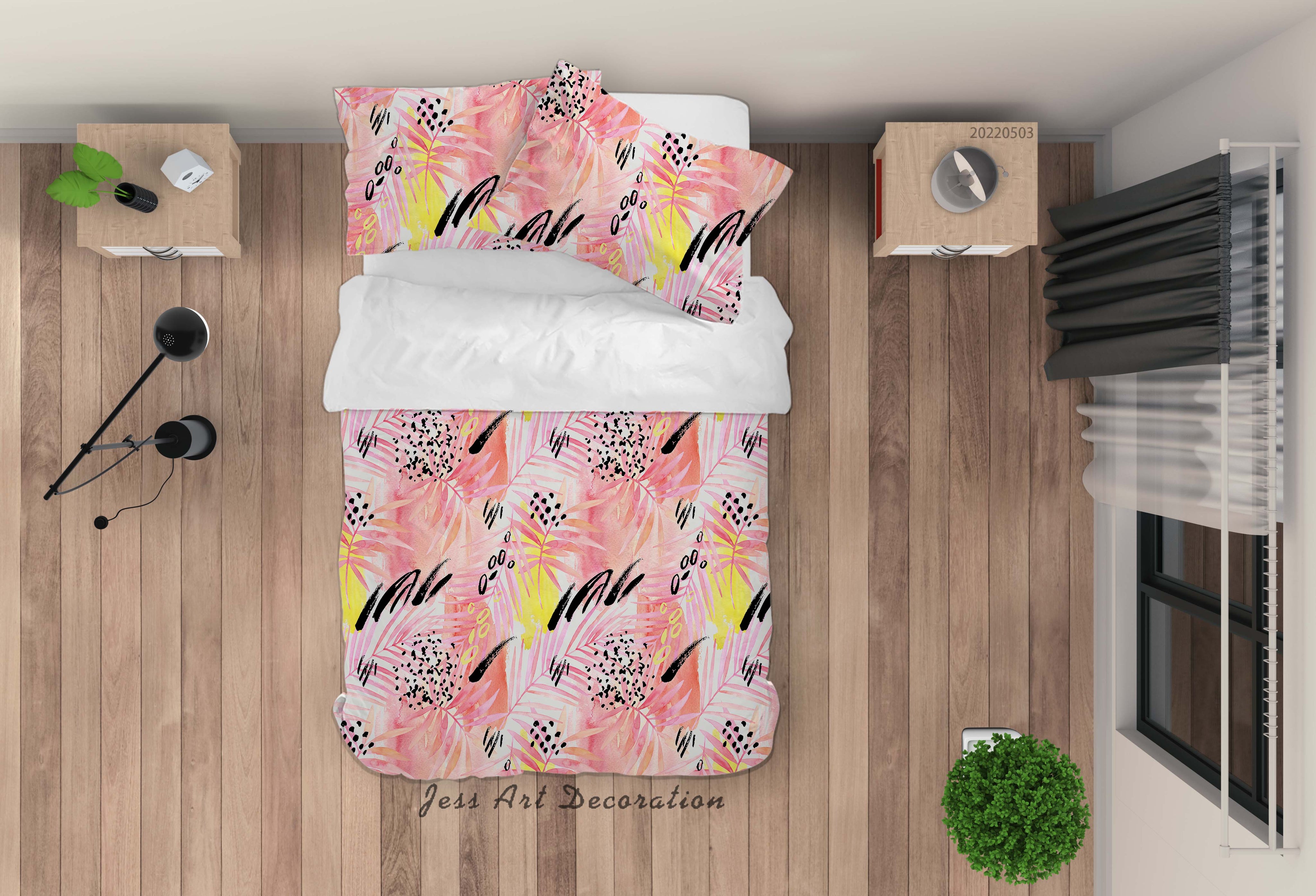 3D Graffiti Leaf Wave Point Quilt Cover Set Bedding Set Duvet Cover Pillowcase 584