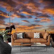 3D Horse Grazing During Sunrise Southeast Wyoming Wall Mural Wallpaper GD 5344- Jess Art Decoration