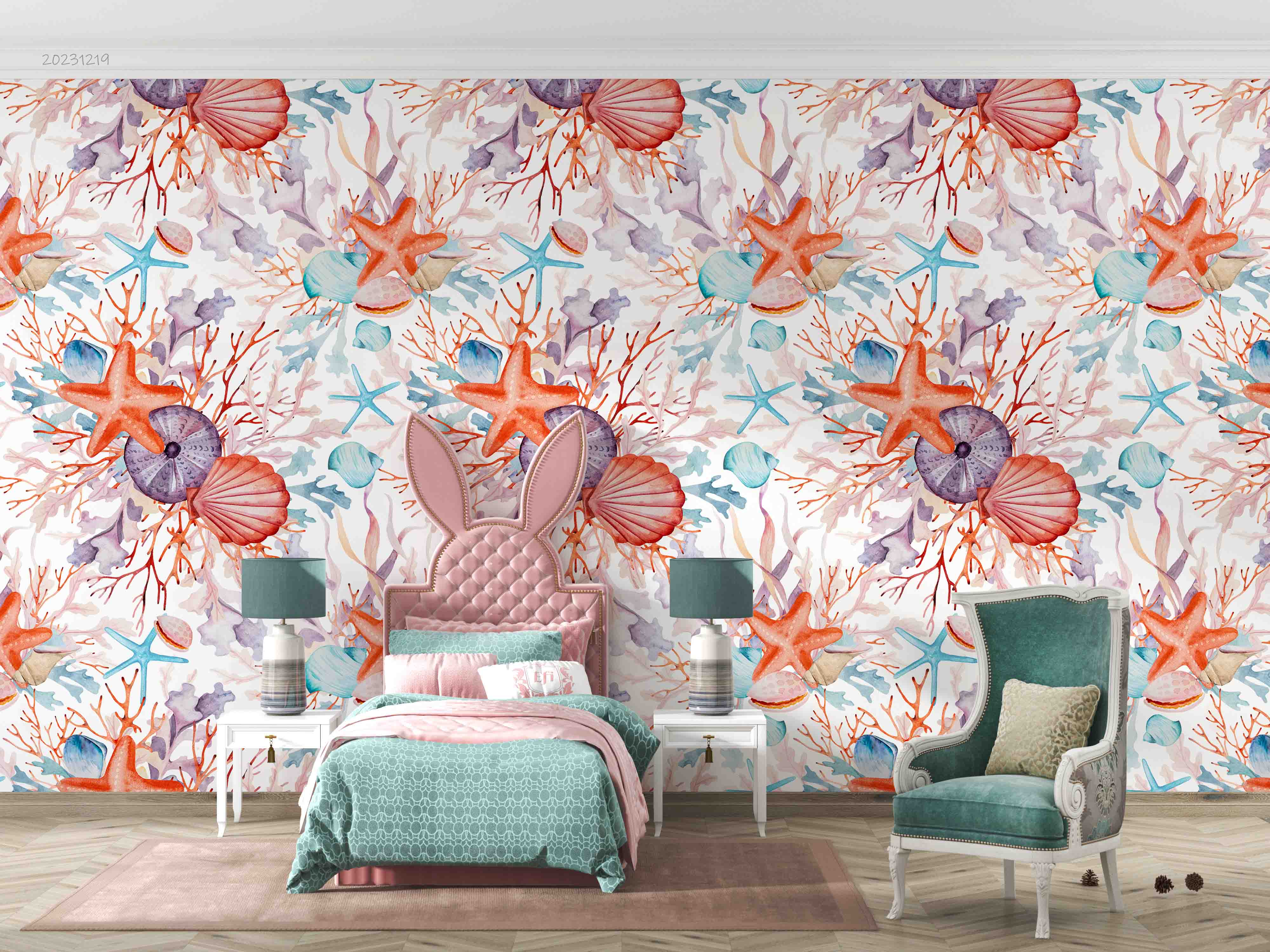3D Animal Starfish Conch Coral Fish Sea Wall Mural Wallpaper YXL 61