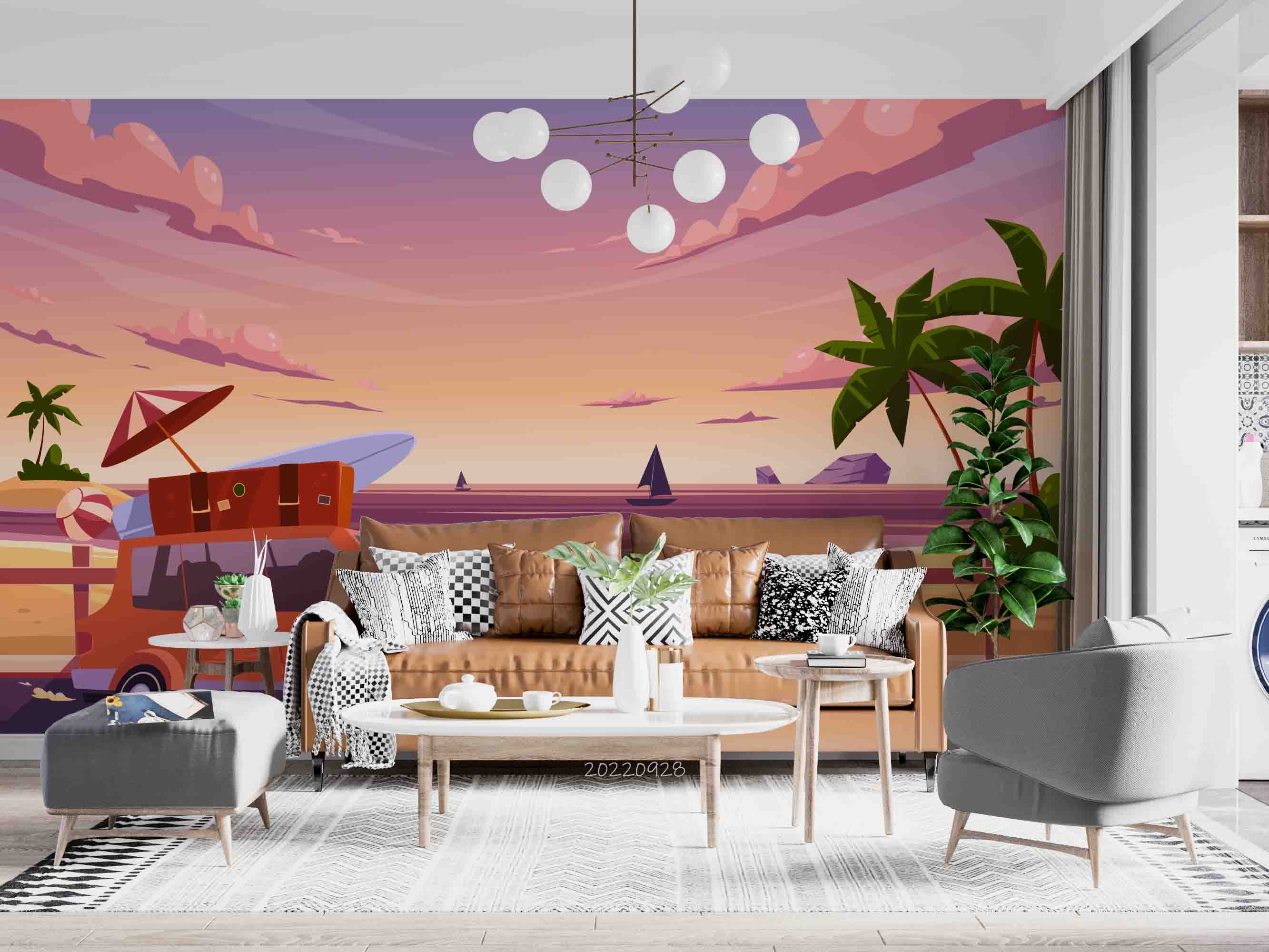 3D Cartoon Summer Sea Background Wall Mural Wallpaper GD 3392- Jess Art Decoration