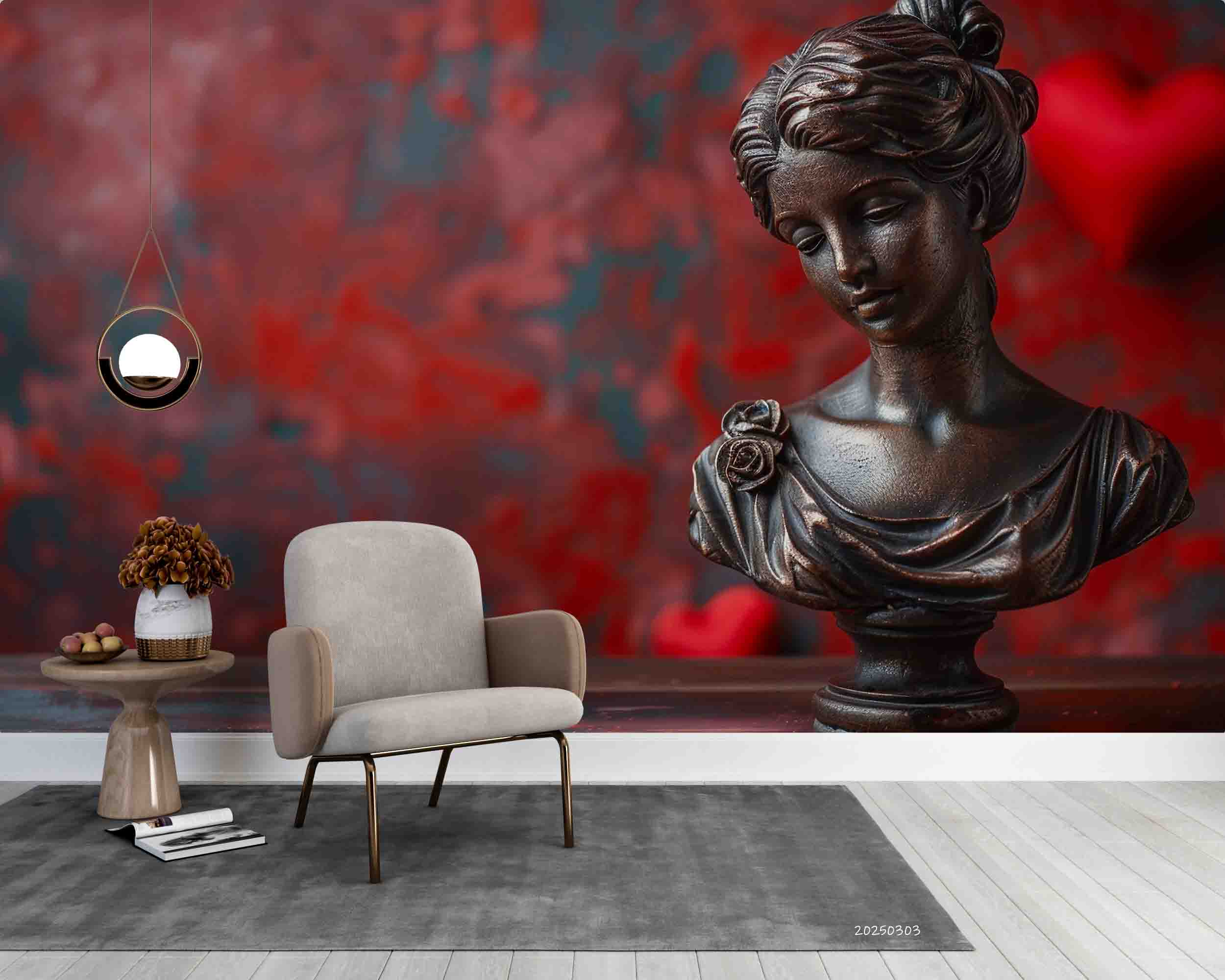 3D Retro Red Sculpture Art Background Wallpaper Wall Mural Wall Decor Wall Art Wall Sticker Remoable Wallpaper LQH