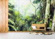 3D Watercolor Tropical Forest Coconut Tree Wallpaper Wall Mural Wall Decor Wall Art Wall Sticker Remoable Wallpaper LQH