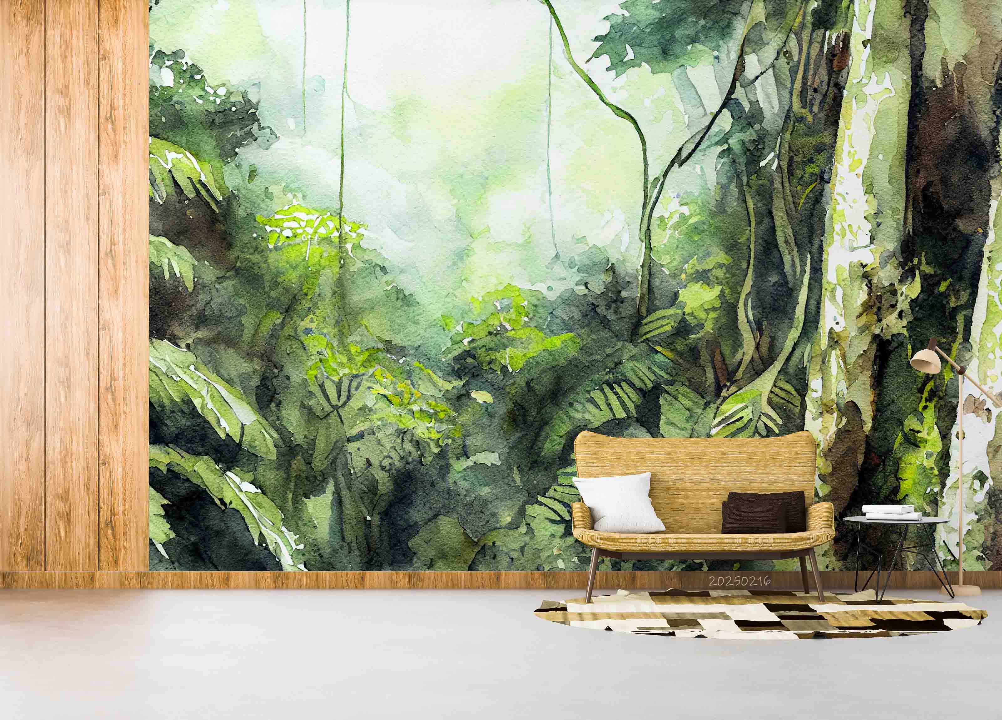 3D Watercolor Tropical Forest Coconut Tree Wallpaper Wall Mural Wall Decor Wall Art Wall Sticker Remoable Wallpaper LQH