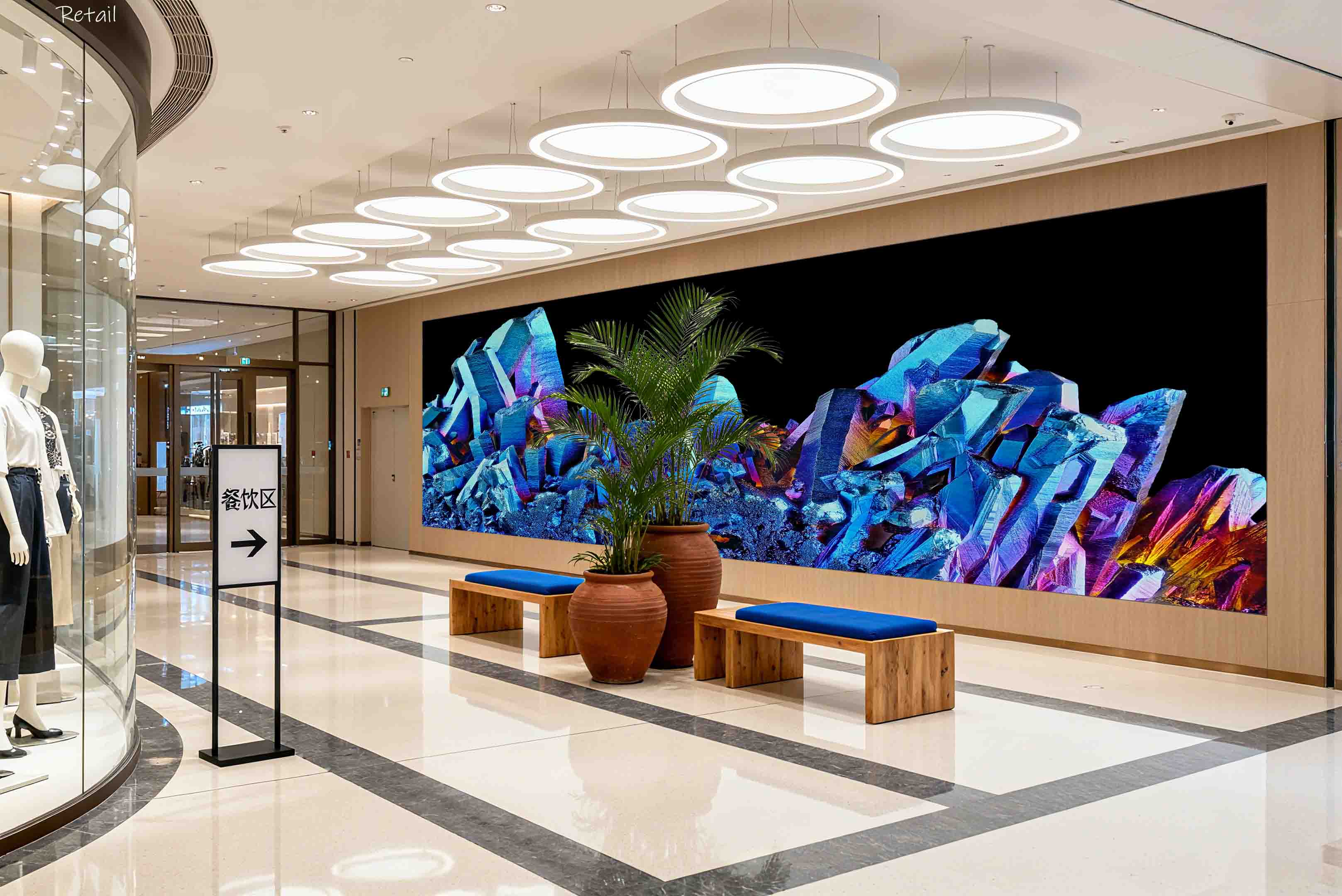 3D Retail Shop Store Market Trade Crystal Blue Wall Mural Wallpaper 22