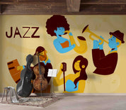 3D Rockstar Person Musical Instruments Piano Trumpet Mike Wall Mural Wallpaper YXL 06- Jess Art Decoration