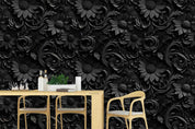 3D Black Floral Leaf Background Wallpaper Wall Mural Wall Decor Wall Art Wall Sticker Remoable Wallpaper