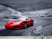 3D Red Sports Car Pattern Wall Mural Wall Decor Wall Art Wall Sticker Remoable Wallpaper