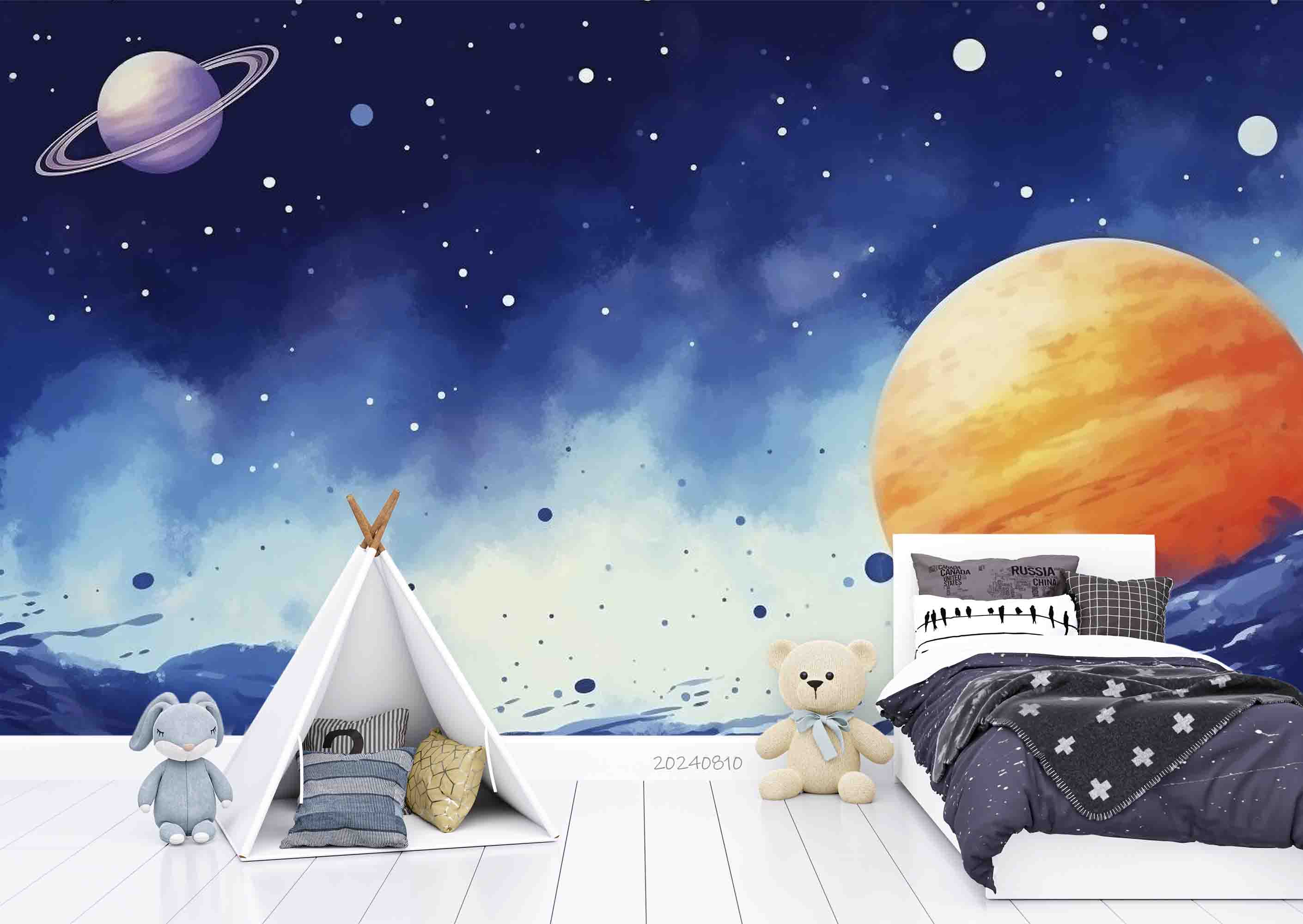3D Watercolour The Earth Wave Point Wall Mural Wallpaper YXL 188