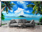3D Tropical Sand Beach bright tropical beach landscape wall mural wallpaper for living room