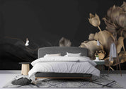 3D Gray Floral Dark Background Wallpaper Wall Mural Wall Decor Wall Art Wall Sticker Remoable Wallpaper