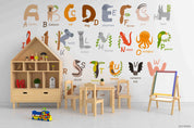 3D Childcare Nursery School Cartoon Animals Letters Kids Wall Mural Wallpaper JN 66