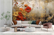 3D Red Gold Floral Oil Painting Wallpaper Wall Mural Wall Decor Wall Art Wall Sticker Remoable Wallpaper LQH