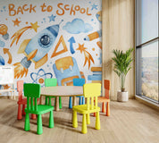 3D Childcare Nursery School Cartoon Kids Rocket Planet UniverseWall Mural Wallpaper JN