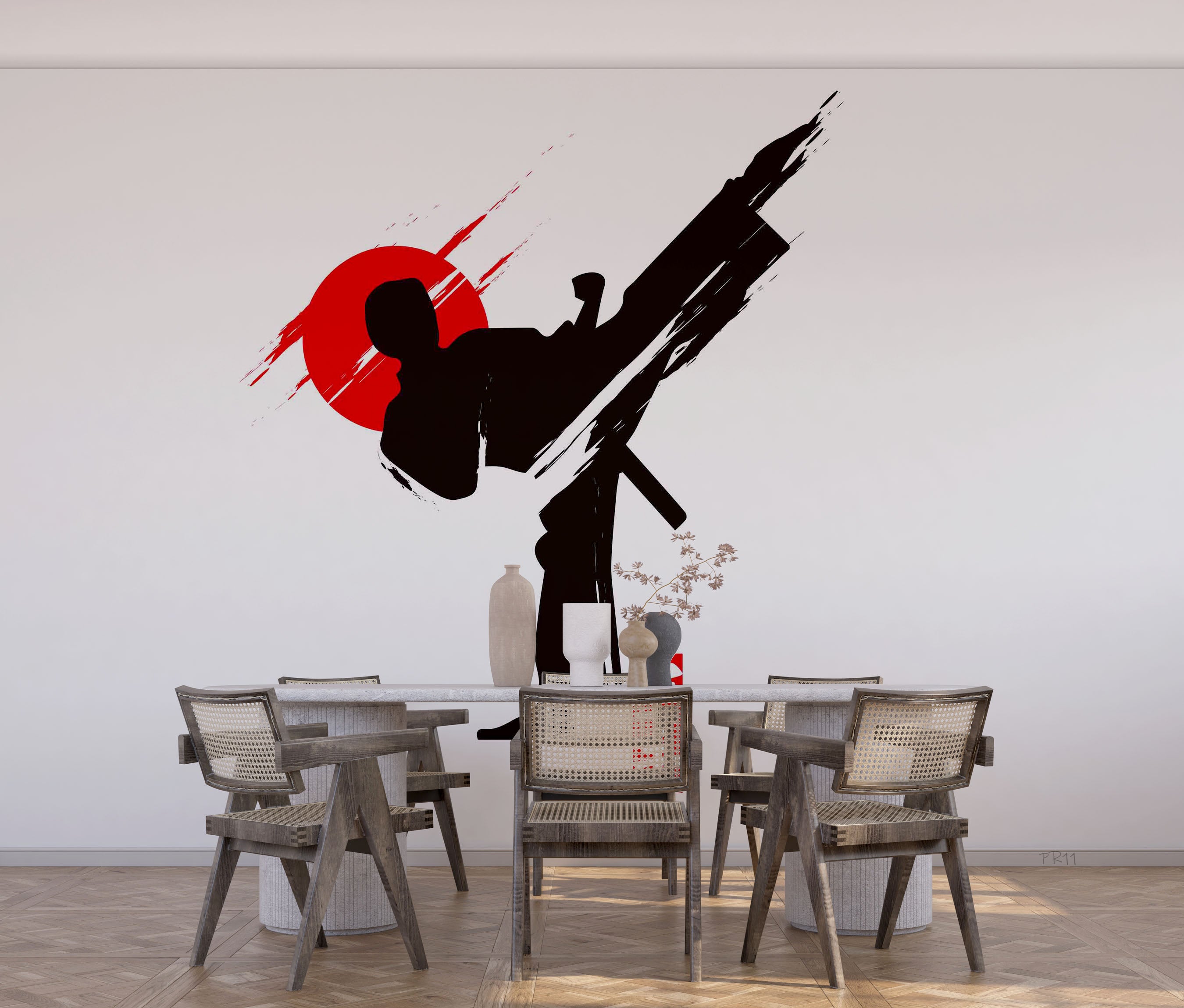 Martial Arts Karate Silhouette Character Illustration Gym Wallpaper gym & fitness wall mural for gym, fitness studio or train