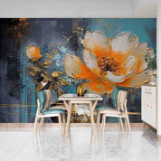 3D Orange Floral Oil Painting Wallpaper Wall Mural Wall Decor Wall Art Wall Sticker Remoable Wallpaper LQH