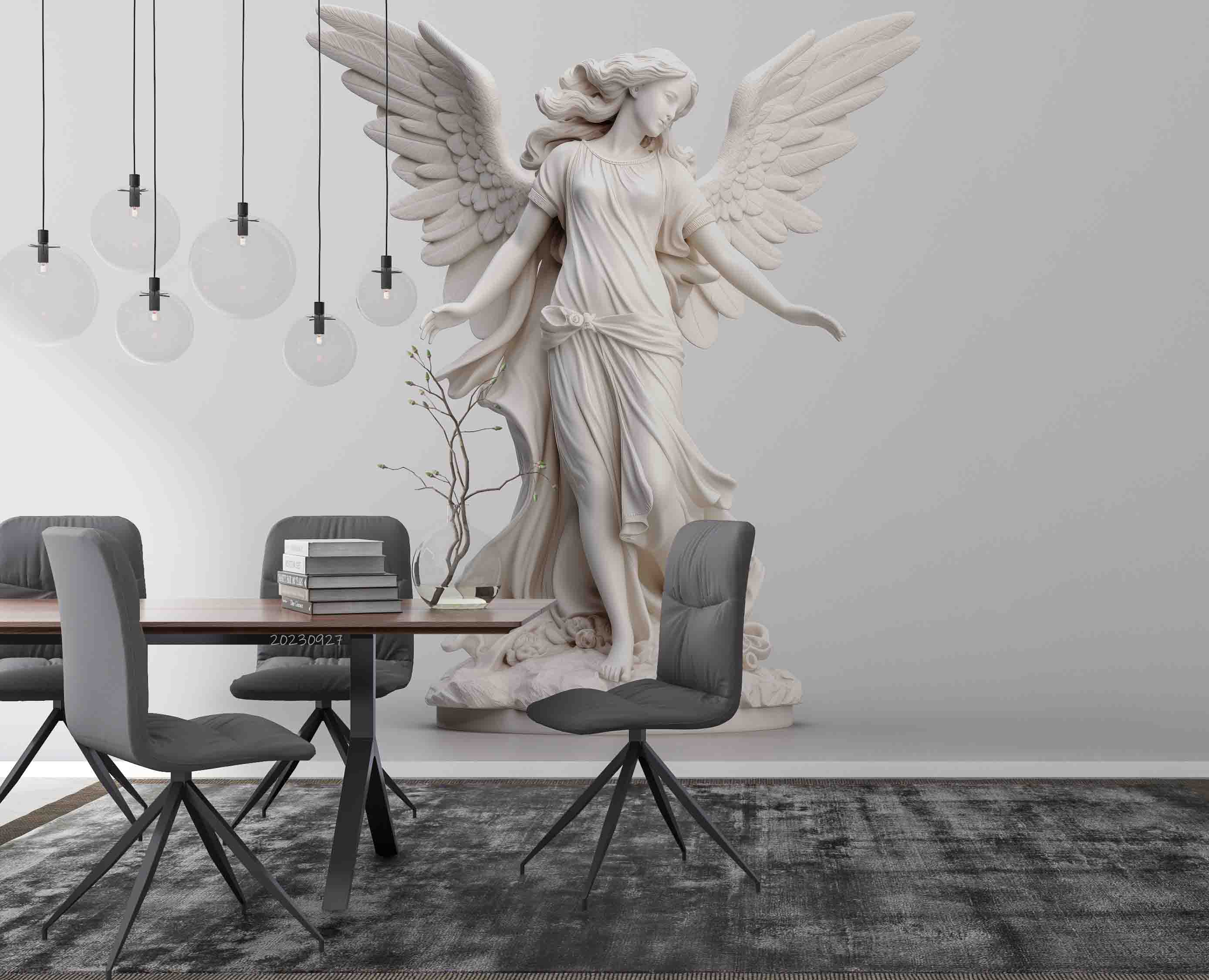 3D Sculpture Angel Wing Wall Mural Wallpaper YXL 2472
