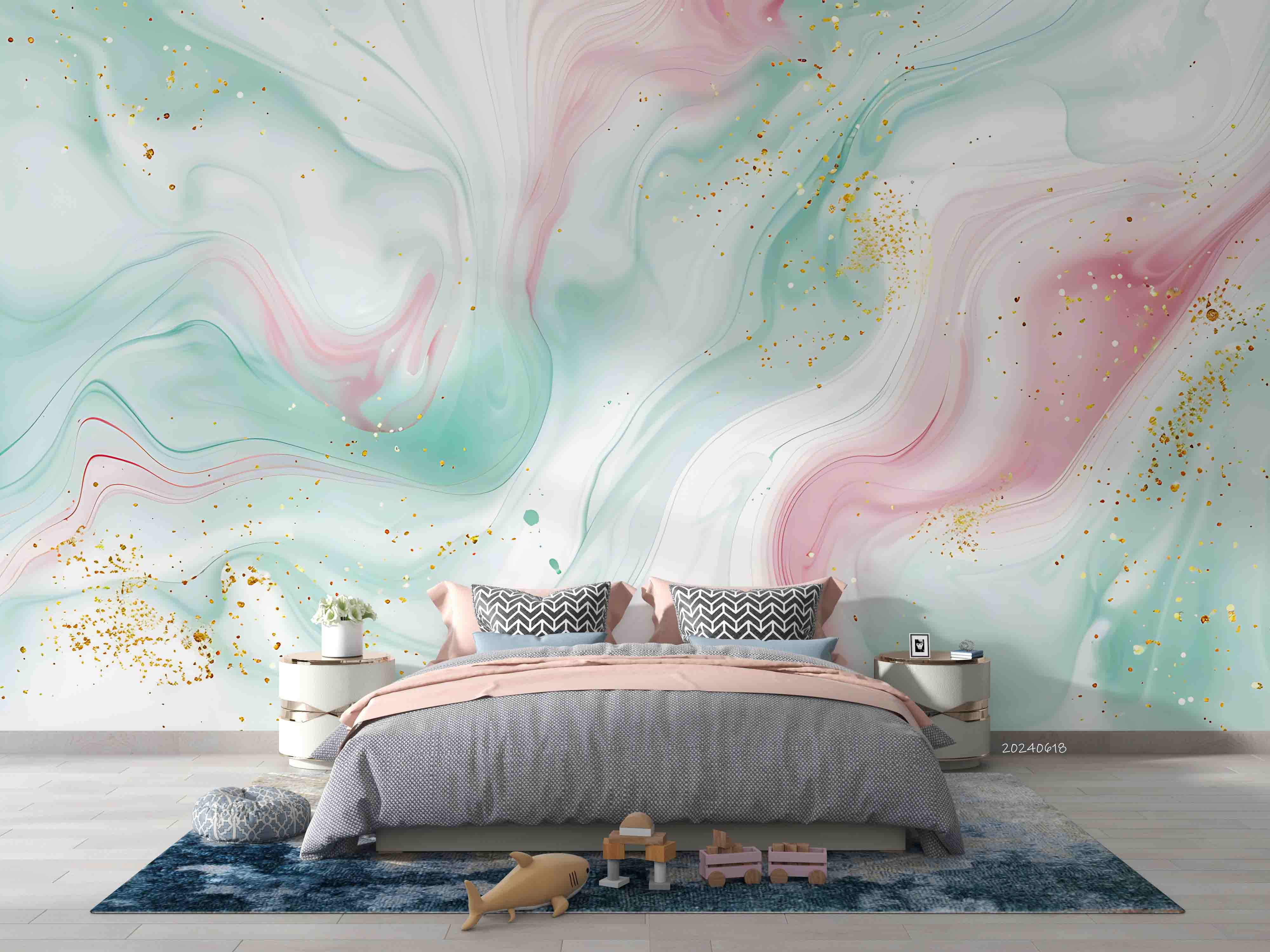 3D Abstract Damaskeen Gold Dust Texture Wall Mural Wallpaper YXL 631