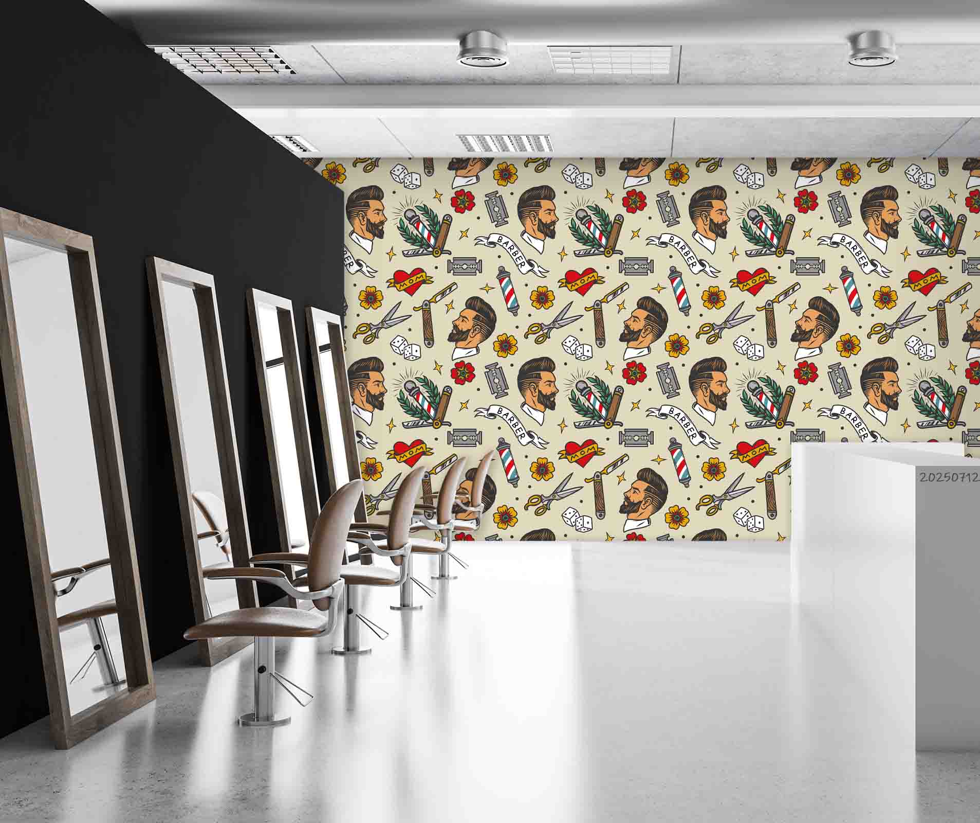 3D Barber Shop Hair Salon Haircut Specialist Shaving Wall Mural Wallpaper 11