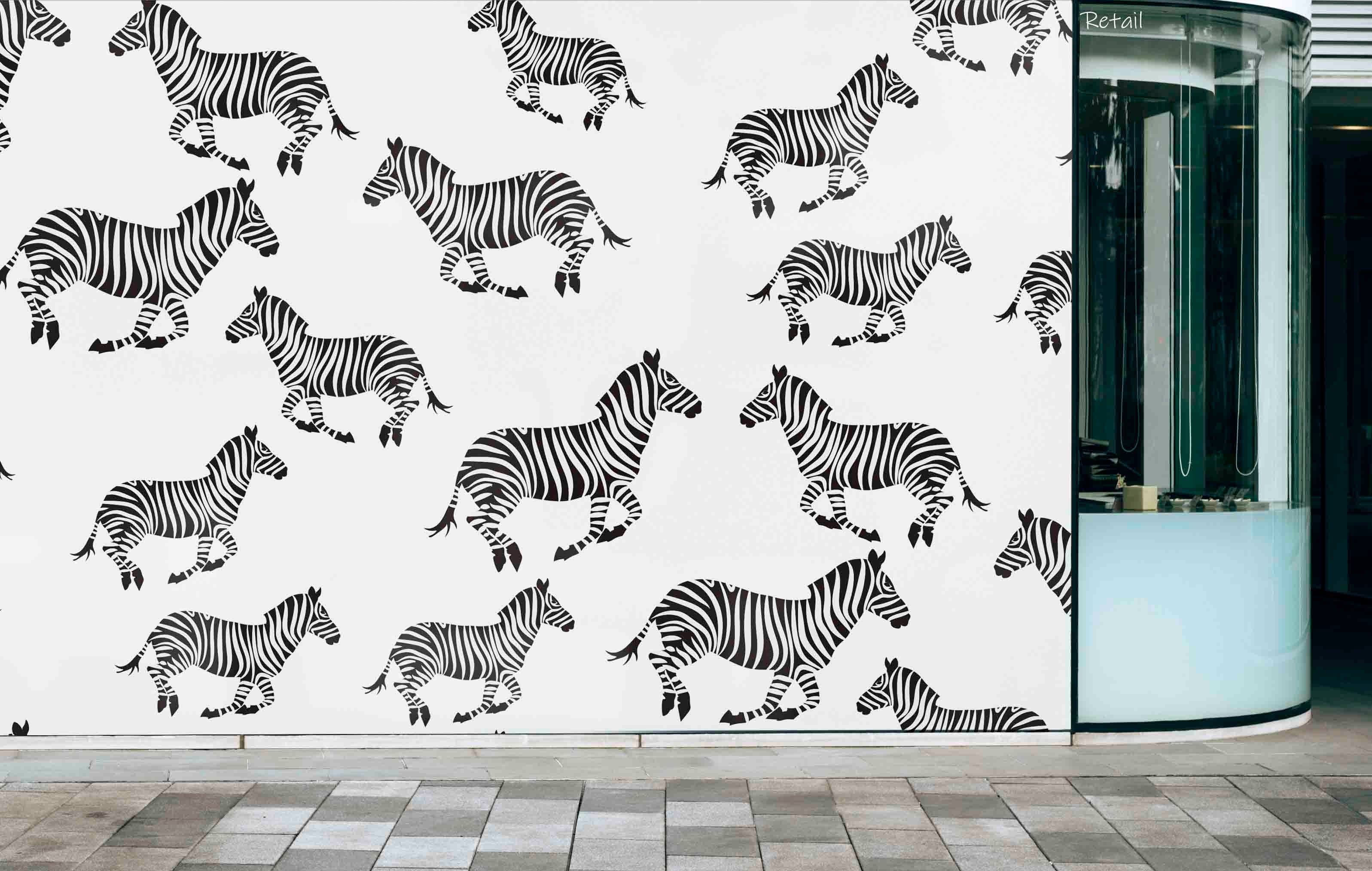 3D Retail Shop Store Market Trade Zebra Pattern Wall Mural Wallpaper 25