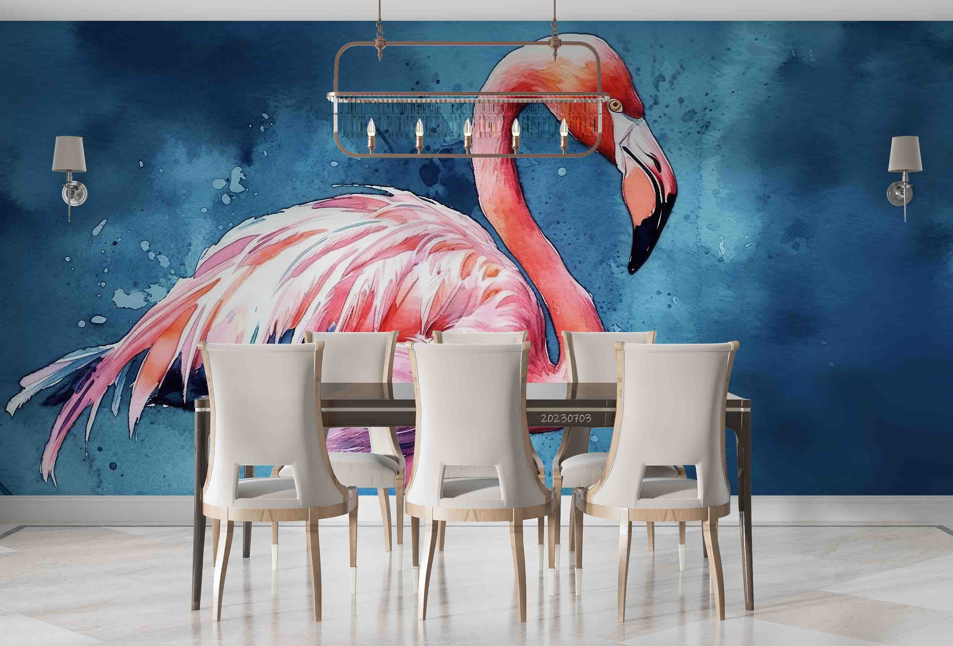 3D Animal Flamingo Flamingo Wall Mural Wallpaper YXL 1873