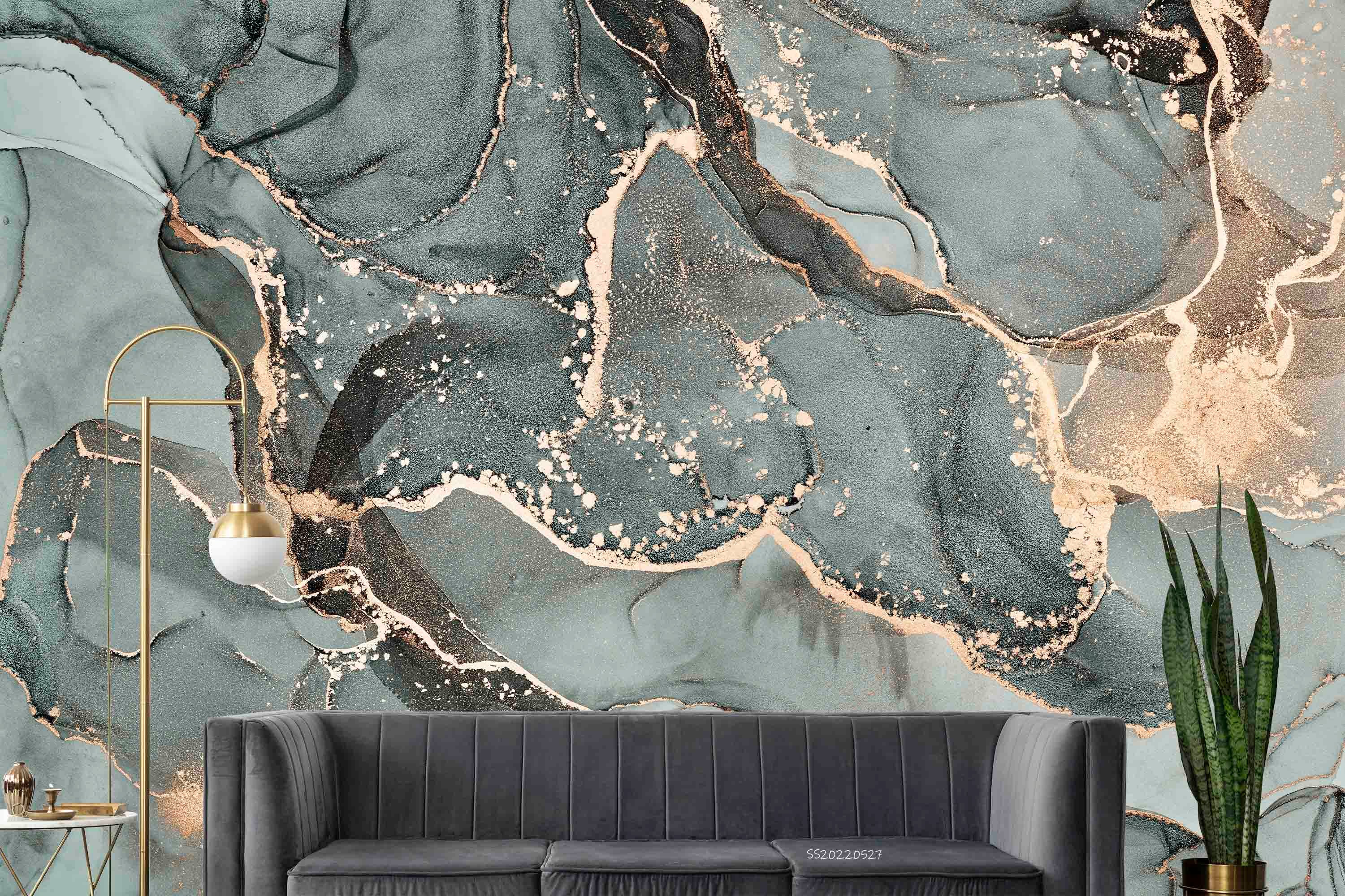 3D Abstract Black Golden Marble Texture Wall Mural Wallpaper GD 4172- Jess Art Decoration