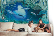3D Underwater World Whale Fish Coral Sea Turtle Wall Mural Wallpaper YXL 2845