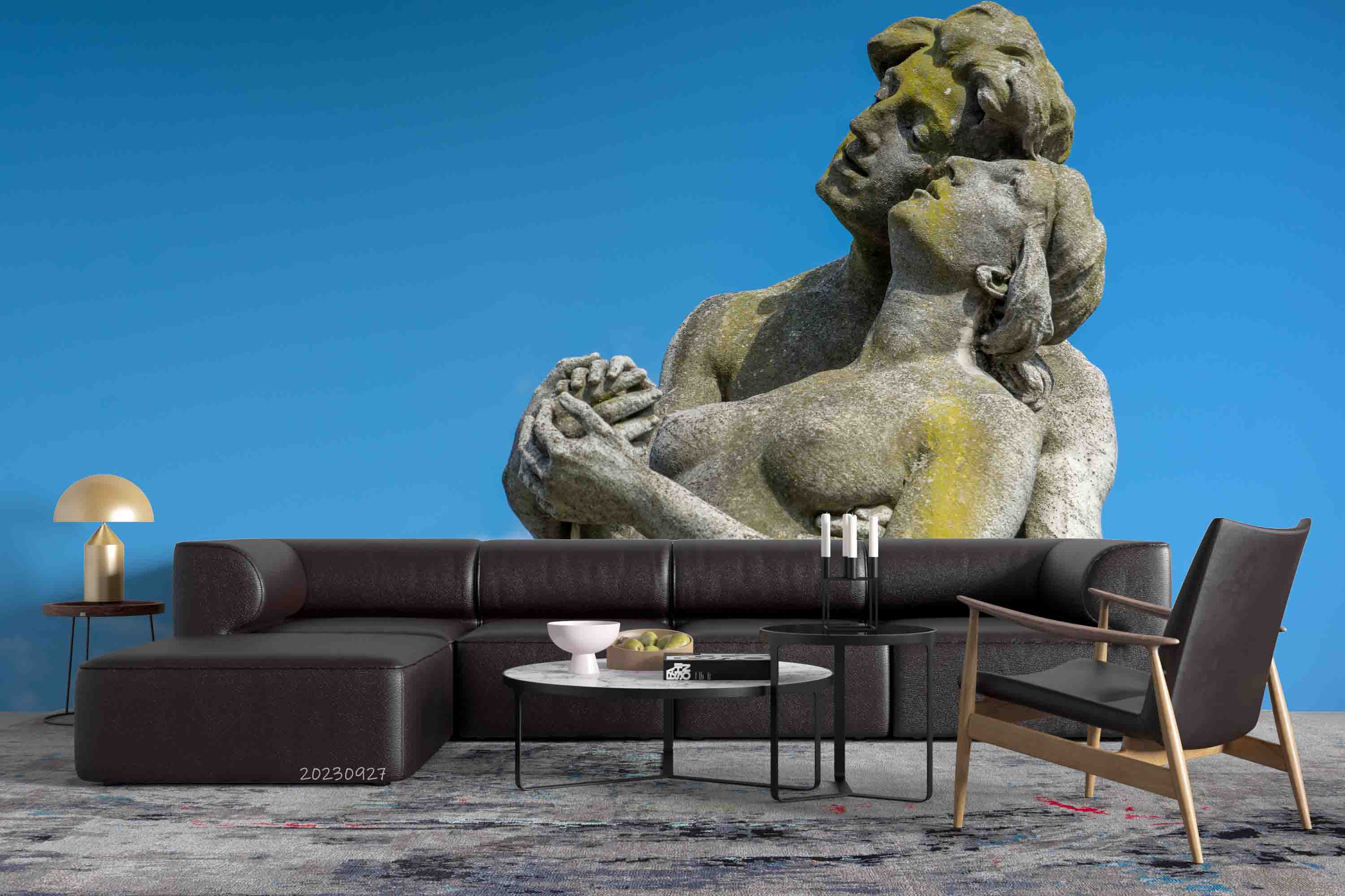 3D Sculpture Woman Man Bluesky Wall Mural Wallpaper YXL 2436