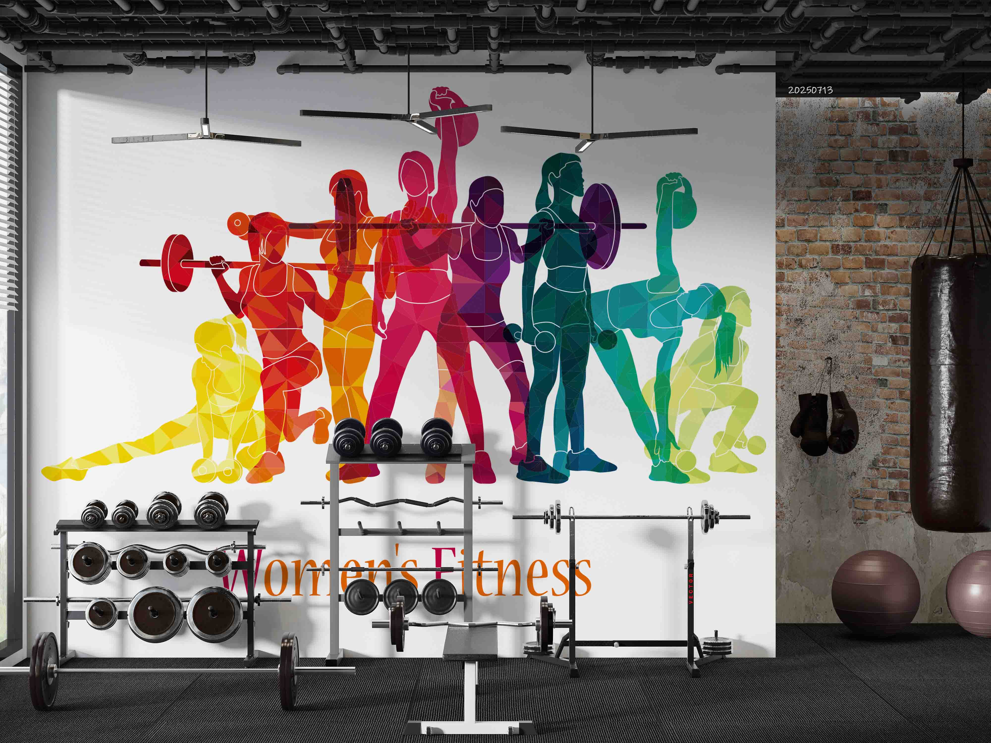 3D Gym Fitness Gymnasium Dumbbell Wall Mural Wallpaper 43
