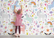 3D Unicorn Rainbow  Star Leaf Love Wall Mural Wallpaper YXL 2692