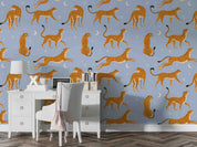 3D Blue Animal Leopard Pattern Wallpaper Wall Mural Wall Decor Wall Art Wall Sticker Remoable Wallpaper LQH 12
