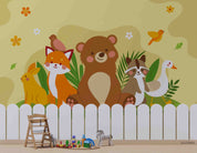 3D Childcare Nursery School Cartoon Animals Kids Wall Mural Wallpaper JN 16